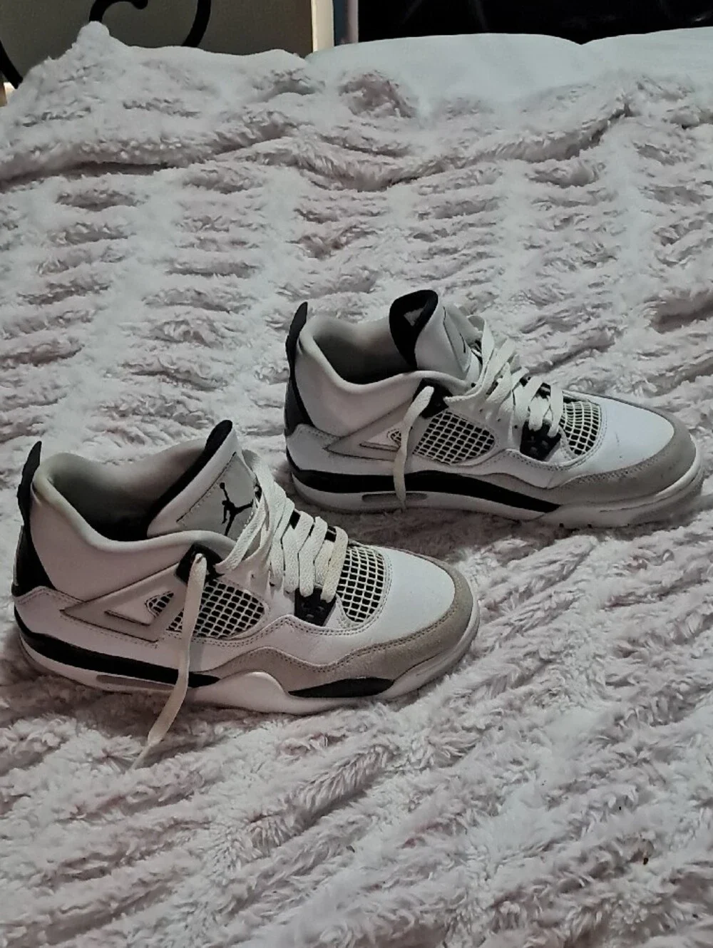 Jordan 4s Military Black Sneakers in White and Black